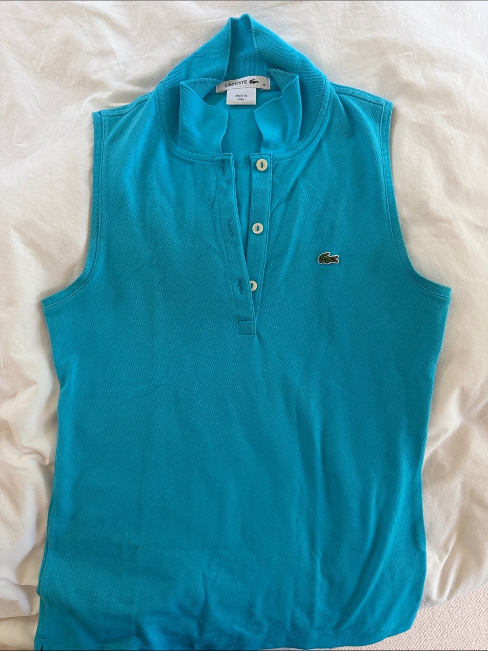 Lacoste Women’s Sleeveless Polo — Turquoise